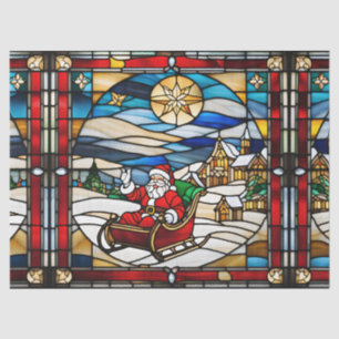 Papel De Seda Papai Noel em seu trenó de vidro falso manchado pa