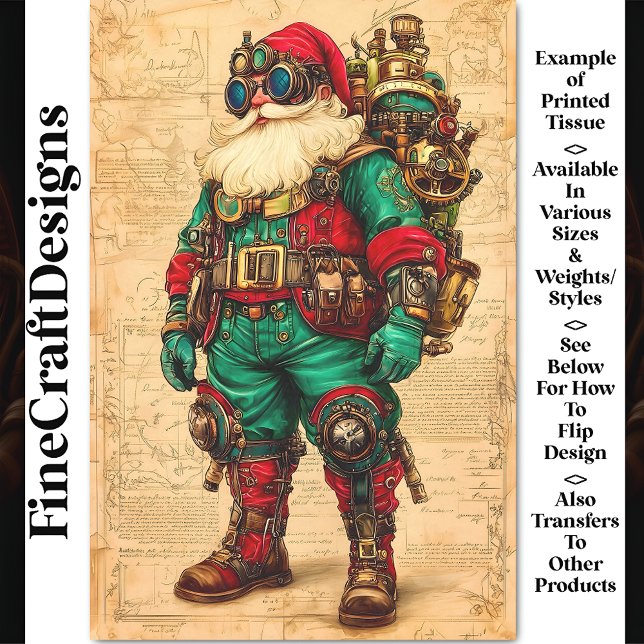 Papel De Seda Papai Noel Estilo Steampunk BL6 Decoupage (Criador carregado)
