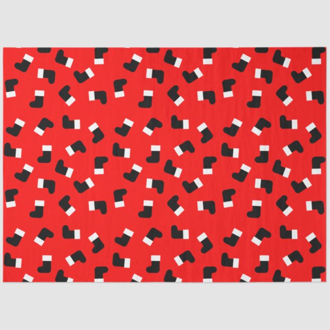 Papel De Seda Papai Noel inicia Natal padrão vermelho (Frente )