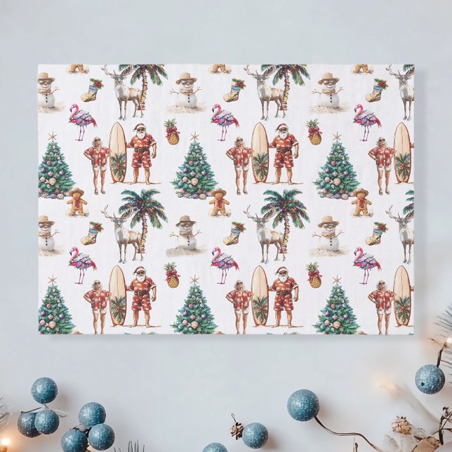 Papel De Seda Papai Noel na Praia de Natal Tropical (Criador carregado)