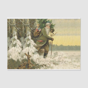 Papel De Seda Papai Noel Natal Vitoriano Árvore de Natal Vintage
