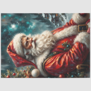 Papel De Seda Papai Noel no Céu de Inverno Santa Clássico