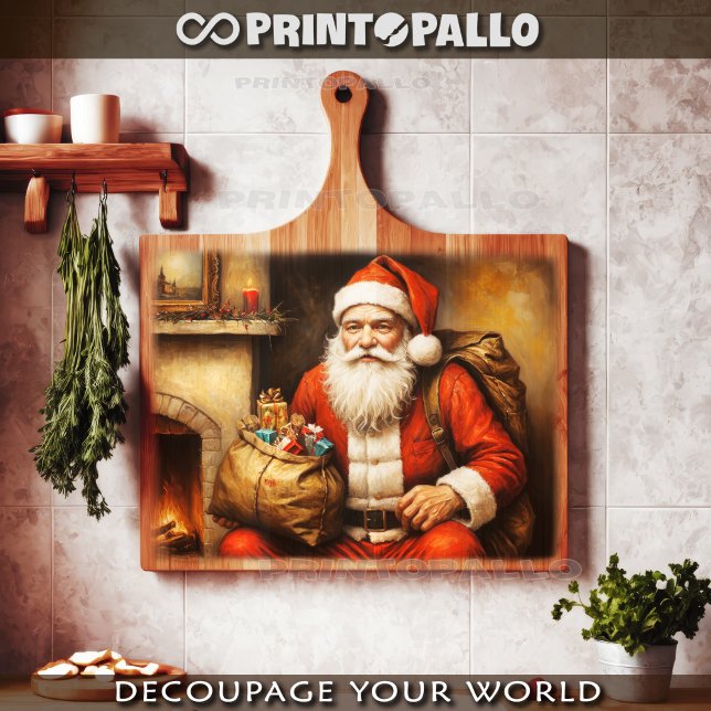 Papel De Seda Papai Noel perto de uma lareira no Natal (Criador carregado)