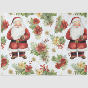 Papel De Seda Papai Noel Poinsettas Flowers Natal