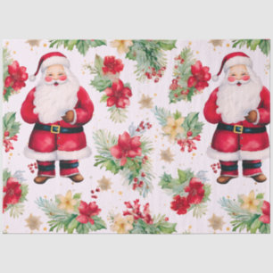 Papel De Seda Papai Noel Poinsettas Flowers Natal