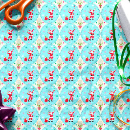 Papel De Seda Papai Noel Retro Jogando Tênis Padrão Ogee