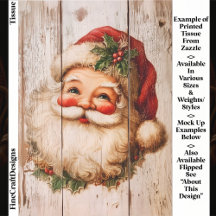 Papai Noel Retrô Vintage em Decoupage de Madeira R