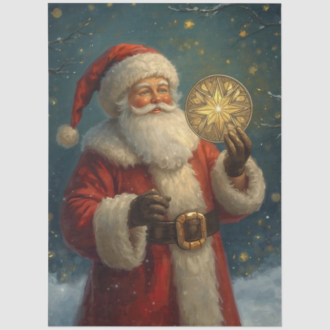 Papel De Seda Papai Noel Vintage  (Frente )