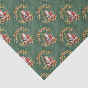 Papel De Seda Papai Noel Vintage em Aquarela e Árvore de Natal