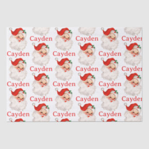 Papel De Seda Papai Noel Vintage Vermelho Natal Nome Personaliza