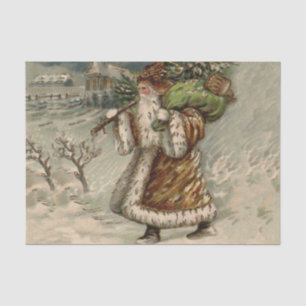 Papel De Seda Papai Noel Vitoriano com Árvore de Natal