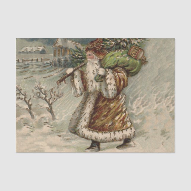 Papel De Seda Papai Noel Vitoriano com Árvore de Natal (Frente )
