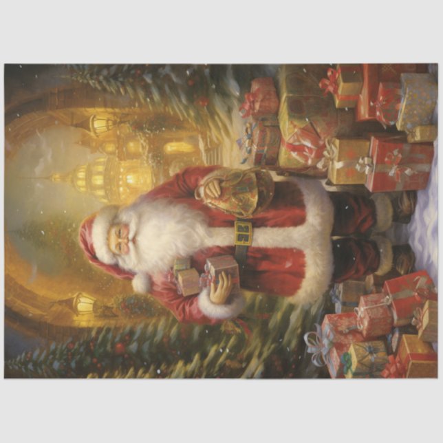 Papel De Seda Papai Noel Whimsso com presente de Natal (Frente )