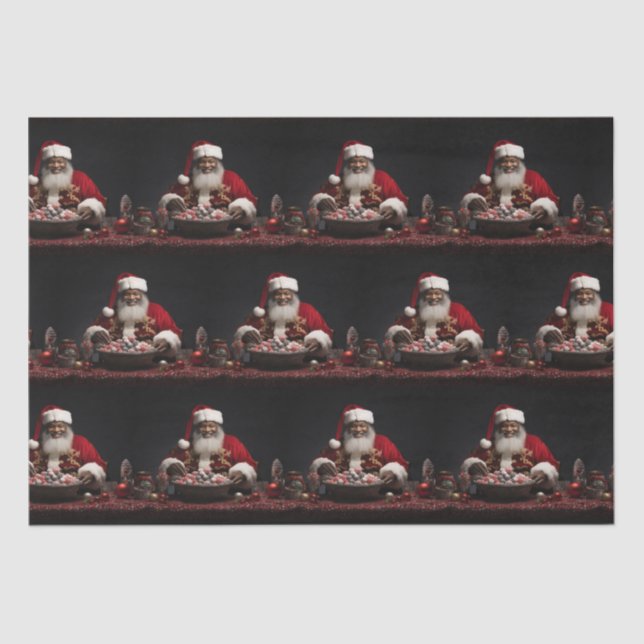 Papel De Seda Papais noeis Afro-Americanos Docam Claus WrapPaper (Frente )