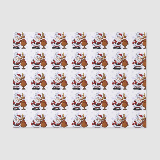 Papel De Seda Papais noeis bobos e sua Reindeer (Frente )