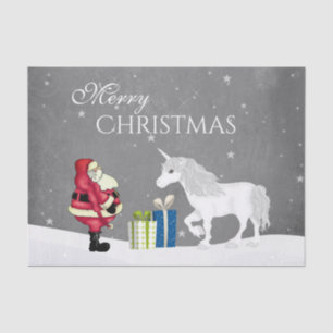 Papel De Seda Papais noeis bonitos e o Feliz Natal do Unicórnio