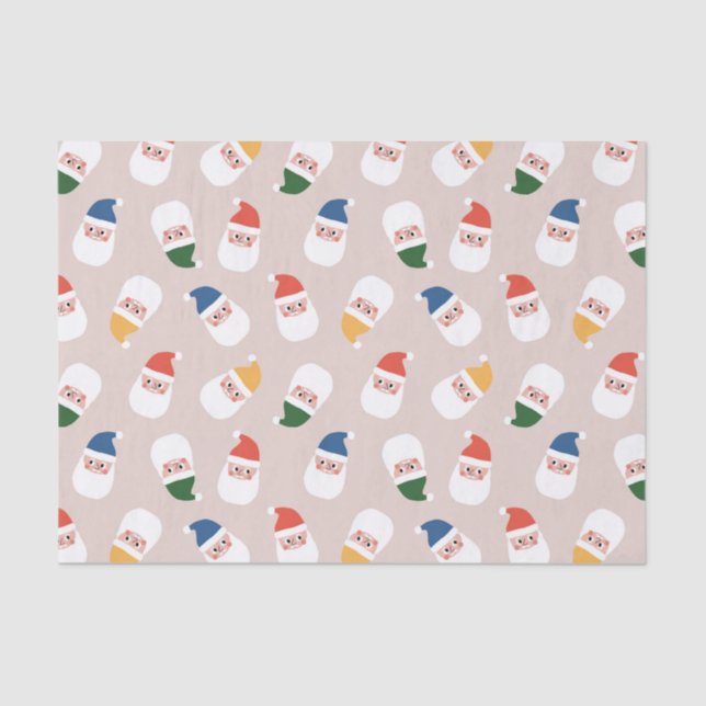 Papel De Seda Papais noeis bonitos enfrentam o padrão de Natal (Frente )