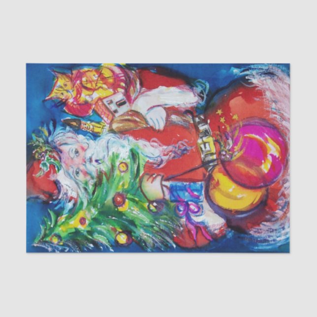 PAPEL DE SEDA PAPAIS NOEIS COM ÁRVORE DE NATAL E PRESENTES (Frente )