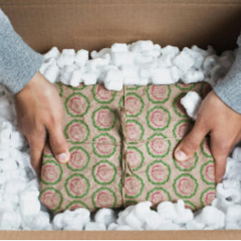 Papel De Seda Papais noeis cor-de-rosa com formato verde