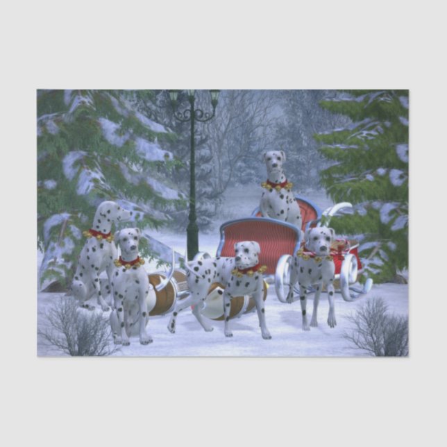 Papel De Seda Papais noeis Dalmáticos e sua Reindeer Dalmática (Frente )