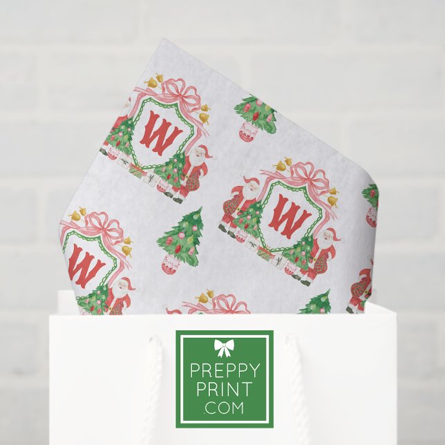 Papel De Seda Papais noeis de Aquarela Monograma Crest Natal (Criador carregado)