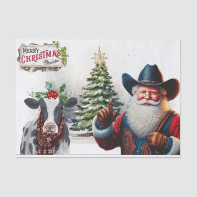 Papel De Seda Papais noeis de cowboy (Frente )