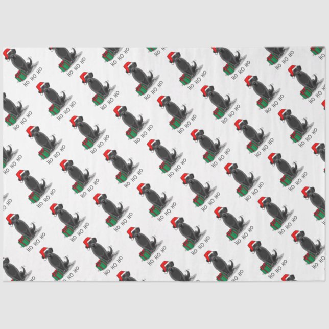 Papel De Seda Papais noeis de Natal Black Labrador Retriever Cut (Frente )