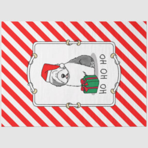 Papel De Seda Papais noeis De Natal Cão Velho Inglês (Cinza 1)
