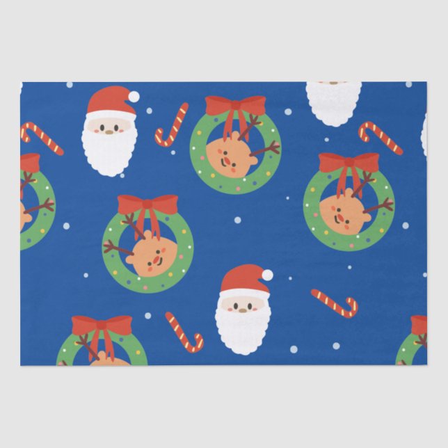 Papel De Seda Papais noeis de Natal com Amigos e Canas Doces (Frente )