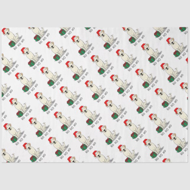 Papel De Seda Papais noeis de Natal - Labrador Amarelo - Custa p (Frente )