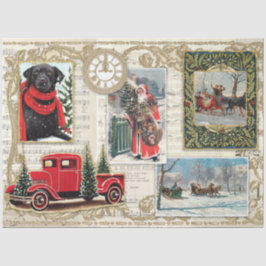 Papel De Seda Papais noeis de Natal Truck Labrador Decoupage
