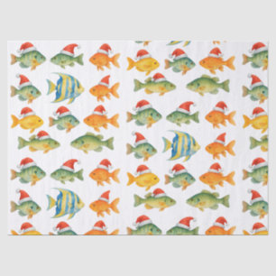 Papel De Seda Papais noeis de peixe no Natal