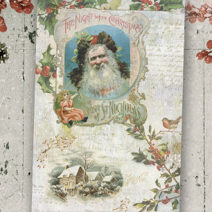 Papel De Seda Papais noeis de Vintage, Paisagem Russa e Colagem 