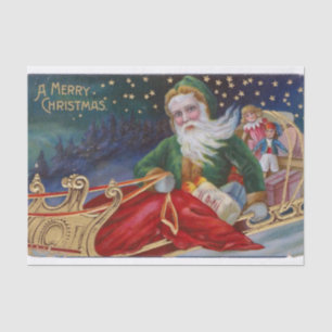 Papel De Seda Papais noeis De Vintagem Em Um Leito Com Crianças 