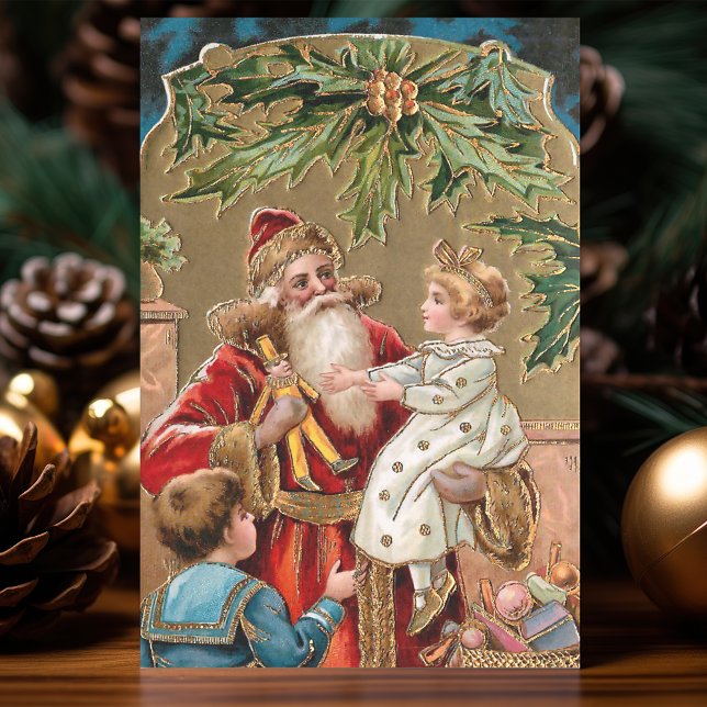 Papel De Seda Papais noeis Dourados embelizados com crianças (Criador carregado)