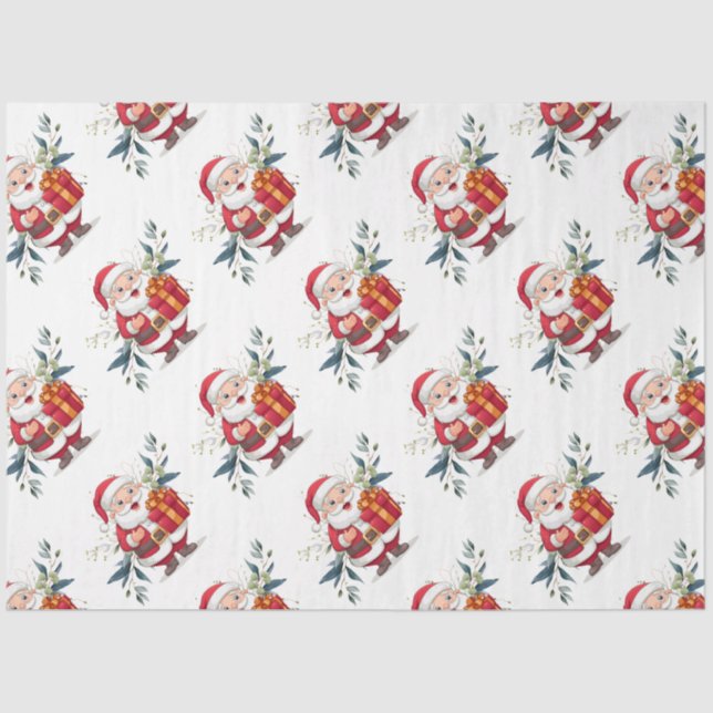 Papel De Seda Papais noeis e Eucalyptus Natal (Frente )