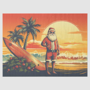 Papel De Seda Papais noeis e Surfboard Retro Surfing Beach