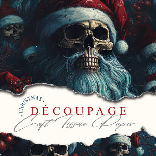 Papel De Seda Papais noeis escuros crânios em Santa Hats Desnuta