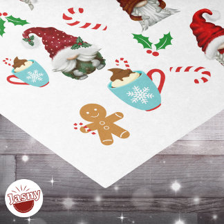 Papel De Seda Papais noeis Gnomos Candy Cane Holly Natal