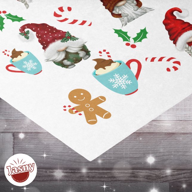 Papel De Seda Papais noeis Gnomos Candy Cane Holly Natal (Criador carregado)