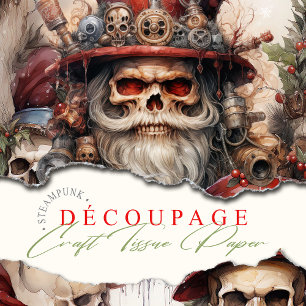 Papel De Seda Papais noeis Gótica Steampunk Skulls Natal Gothmas