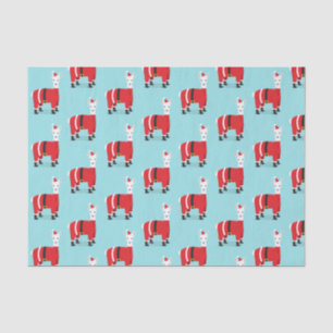 Papel De Seda Papais noeis Llama Azul Vermelho Natal