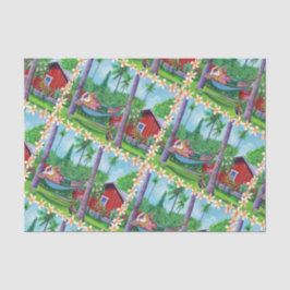 Papel De Seda Papais noeis Mele Kalikimaka sobre Férias no Havaí