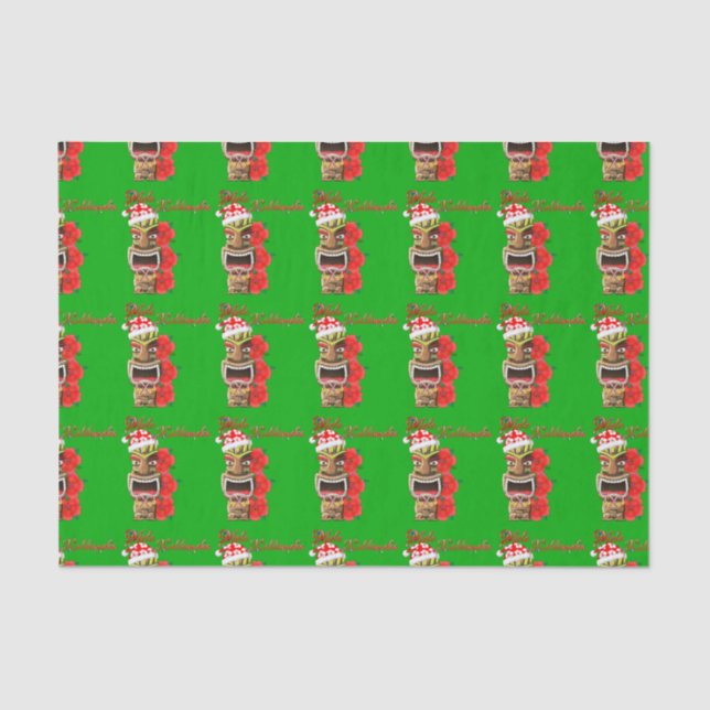Papel De Seda Papais noeis Mele Kalikimaka Tiki (Frente )