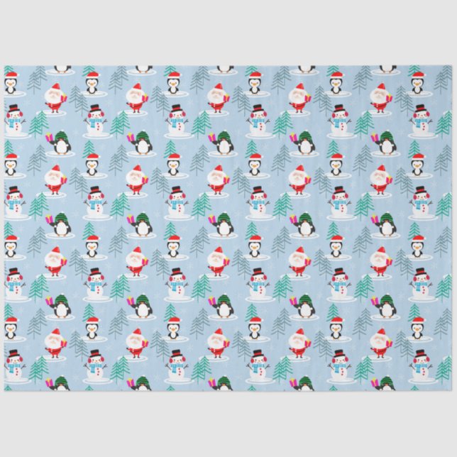 Papel De Seda Papais noeis, Neves e Presentes (Frente )