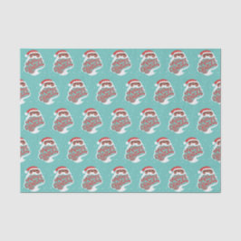 Papel De Seda Papais noeis Pretos | Feliz Natal Todos | Azul