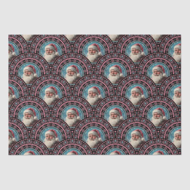 Papel De Seda Papais noeis Retro Pinkmas Mandala Art Scallop (Frente )