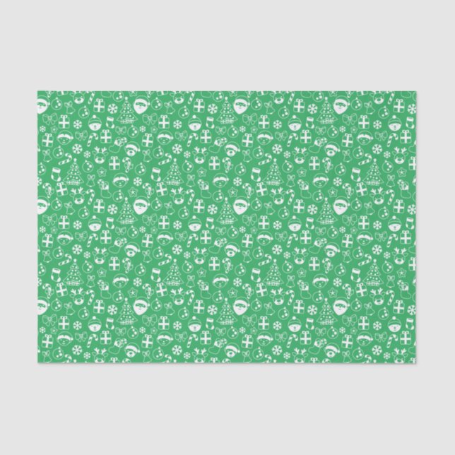 Papel De Seda Papais noeis verdes favoritos Papais noeis Elf Sno (Frente )