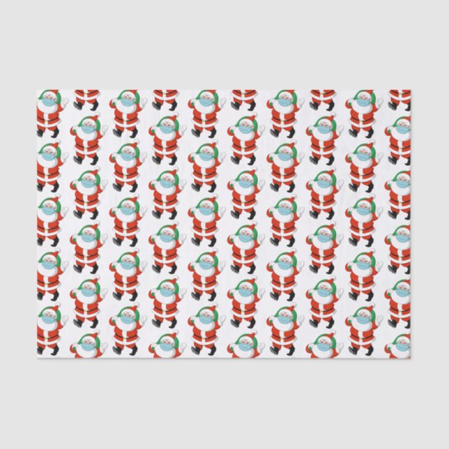 Papel De Seda Papais noeis vestindo máscara médica (Frente )