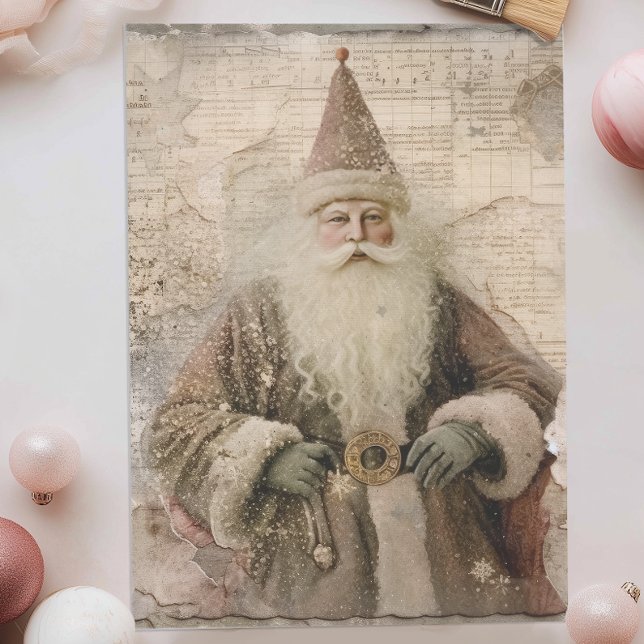Papel De Seda Papais noeis Vintage (Vintage Santa Claus Tissue Paper)